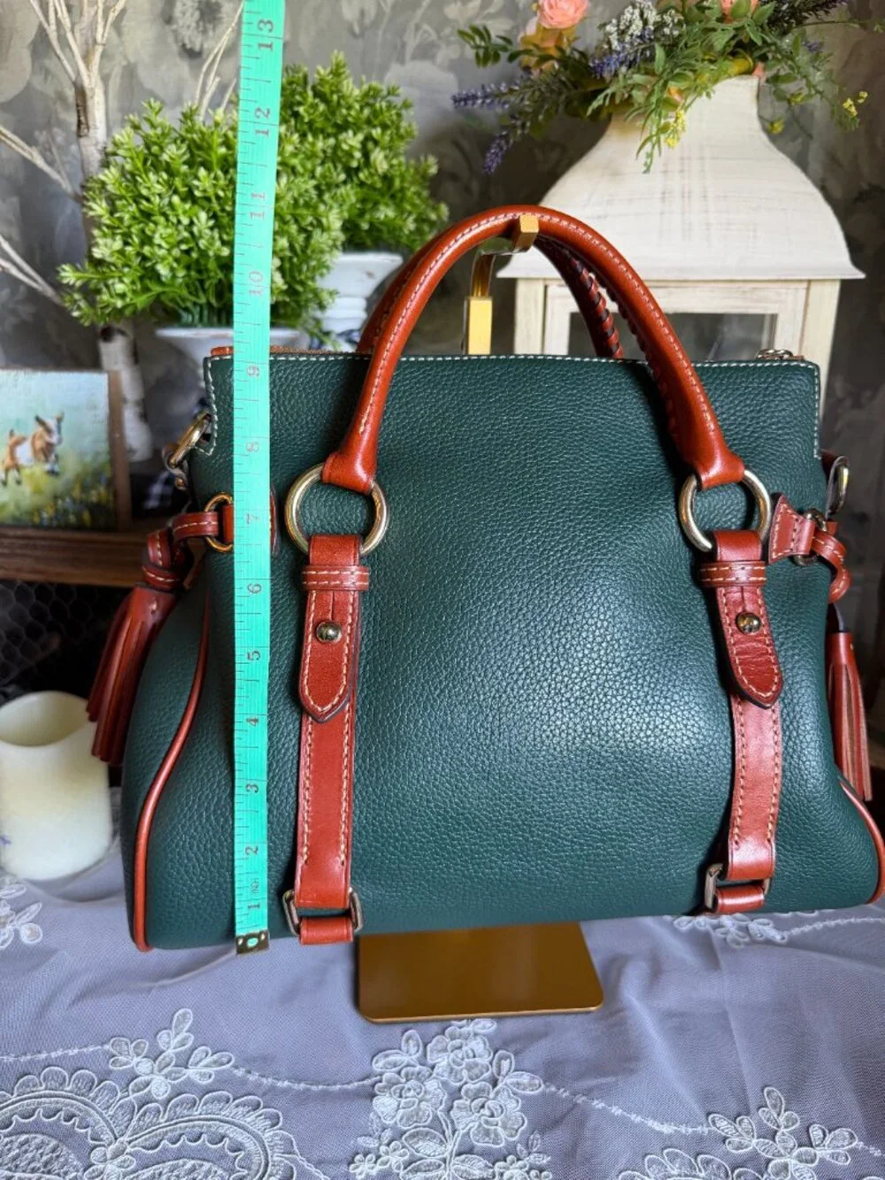 Dooney & Bourke Pebble Grain IVY GREEN Small Satchel Handbag Purse